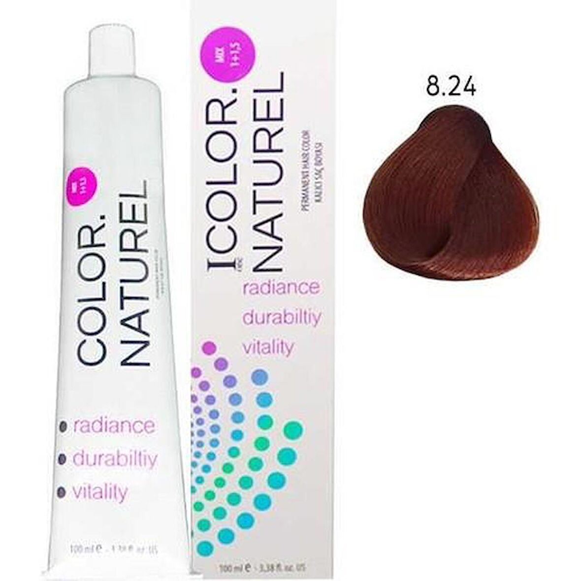 Color Naturel Kalıcı Saç Boyası 100 ml 8.24 Işıltılı Kahve