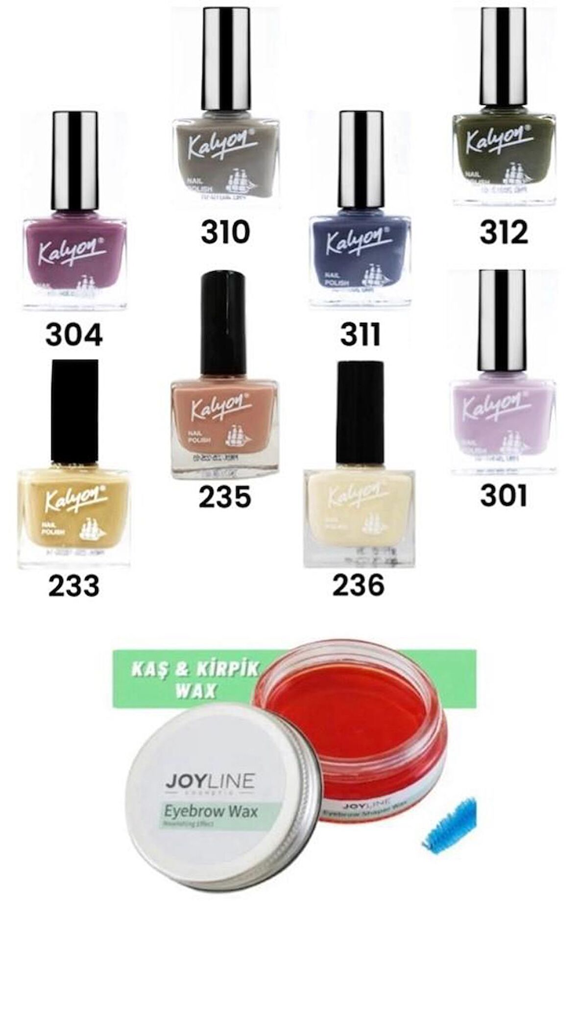 Kalyon Oje 8'Li Set-3+joy line Kaş Şekillendirici Ve Sabitleyici Wax 50ml