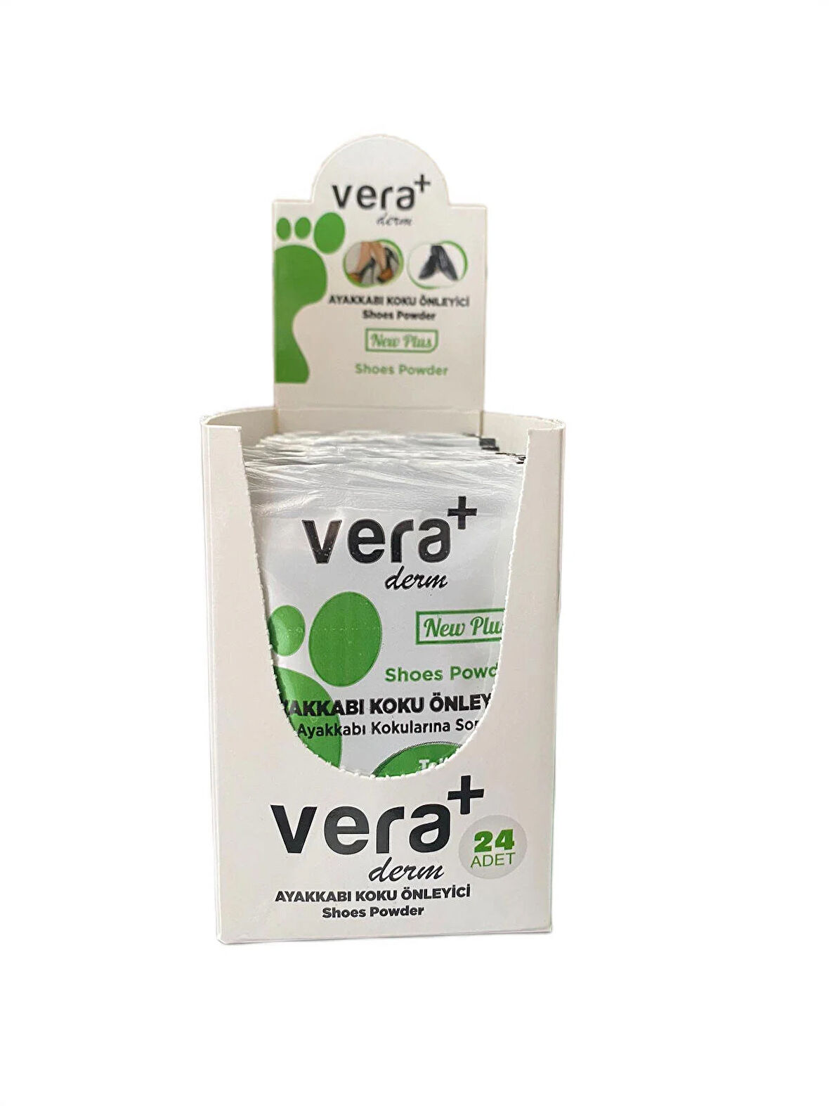 vera derm ayak ve ayakkabı koku önleyici toz 10gr 24'lü karton stand