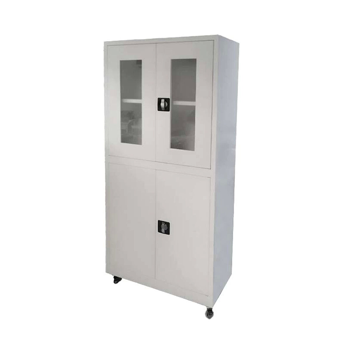 Çift Kapılı Metal Dolap Kilitli, Raflı, Dayanıklı ve Şık Depolama Dolabı E-104