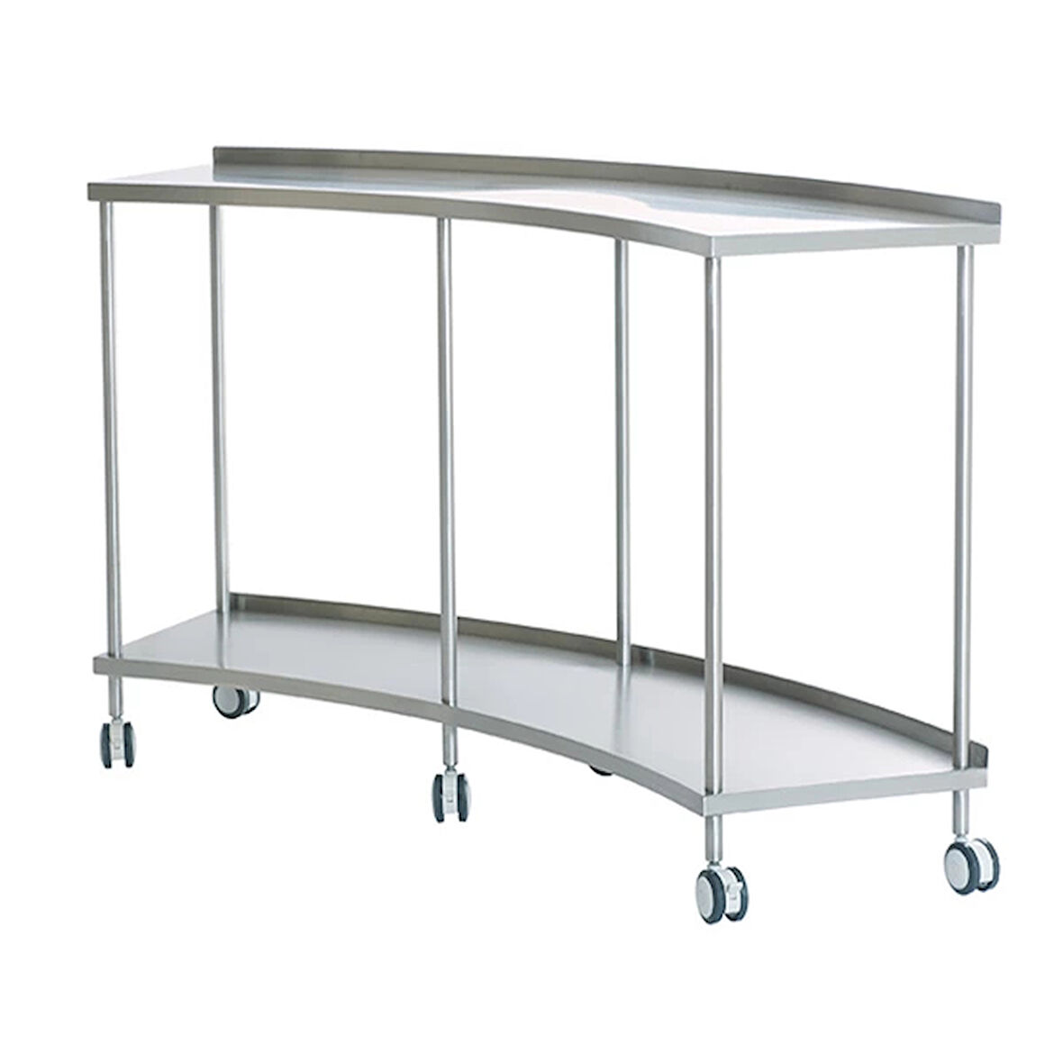 Ay Masa | 304 Kalite Paslanmaz Çelik, İki Raflı, Antistatik Tekerlekli E-264/A