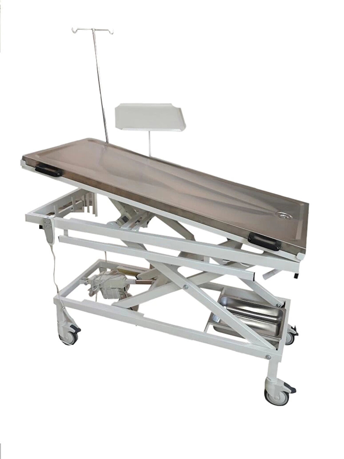 Veteriner Operasyon Masası | Çift Motorlu, Pres Baskı Paslanmaz Tabla, Aksesuar Raylı E-279/F