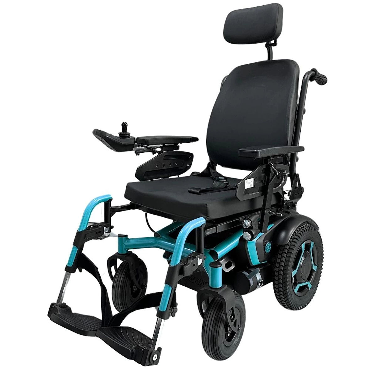 Poylin Fonksiyonel Akülü Tekerlekli Sandalye Mavi | Ayarlanabilir Oturum Genişliği, 45 Km Menzil, Elektromanyetik Fren P267