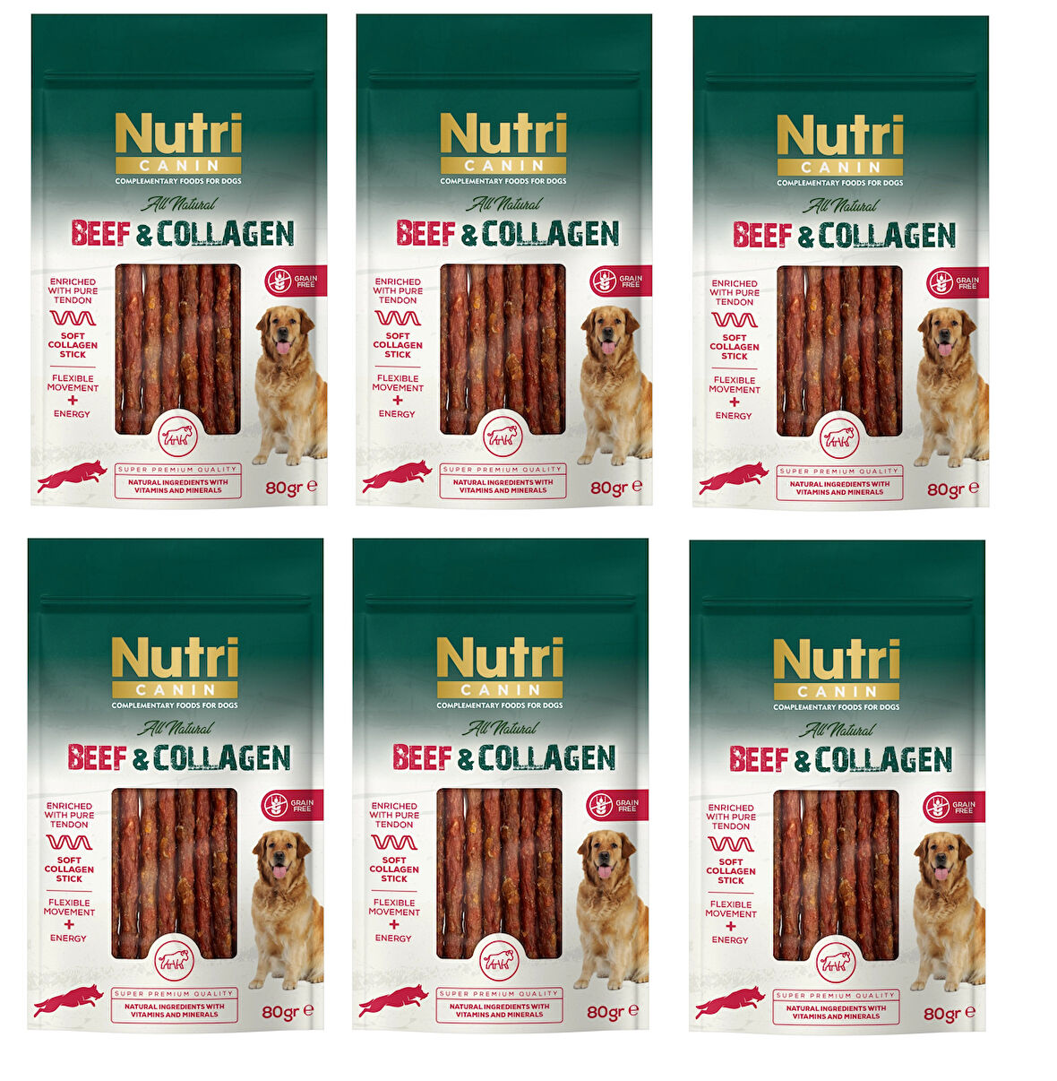 Nutri Canin Sığır Etli ve Kolajenli Tahılsız Köpek Et Ödülü 80 Gr. X 6 Adet