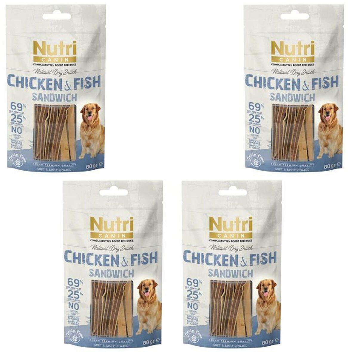 Nutri Canin Chicken&Fish Sandwich Köpek Ödülü 80 Gr x 4 Adet