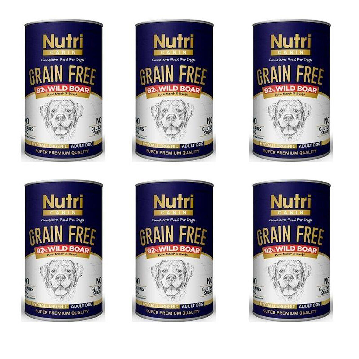Nutri Canin Tahılsız Yaban Domuzlu Yaş Köpek Maması 400 gr (6 Adet)