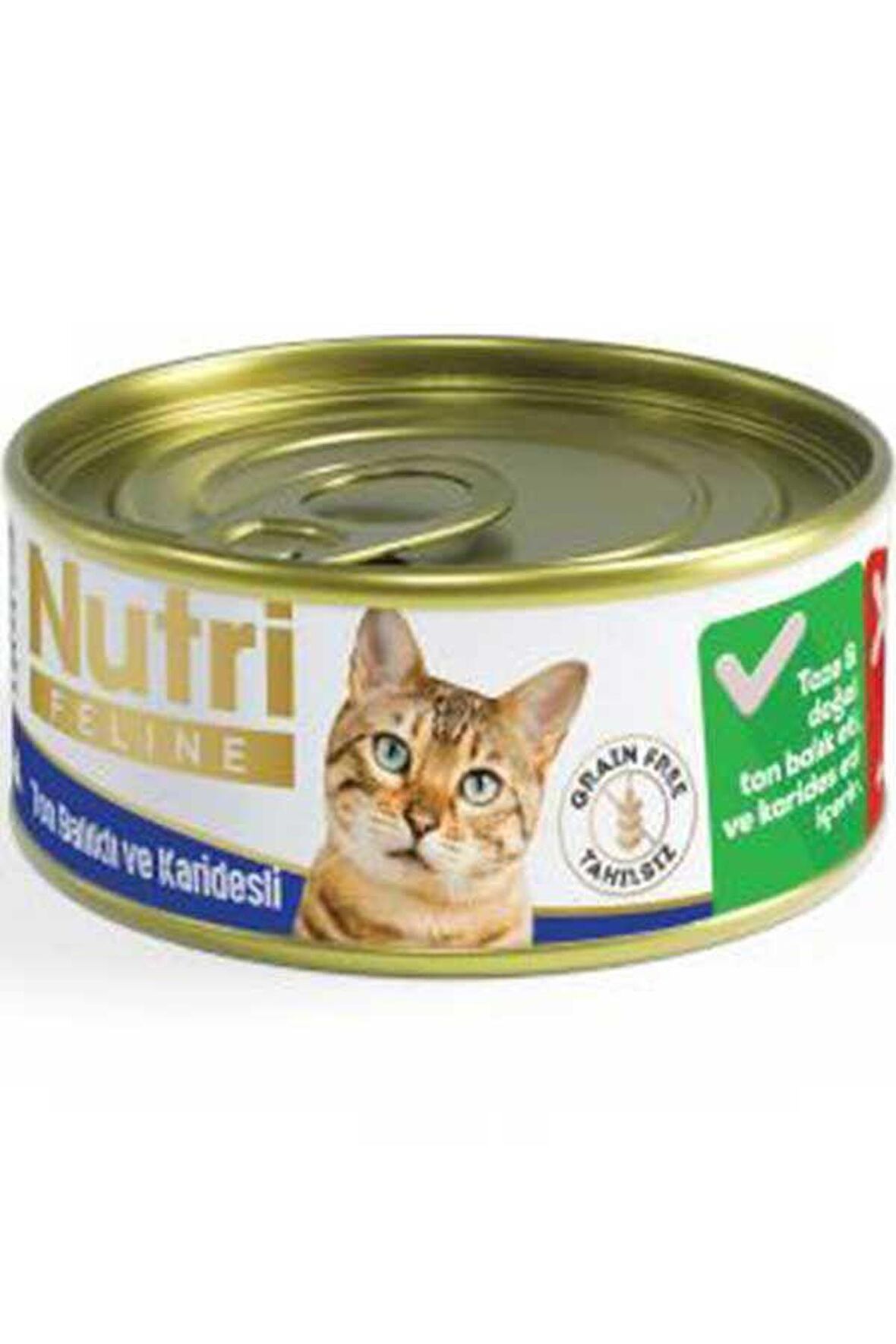 Nutri Feline Kıyılmış Ton Balıklı ve Karidesli Tahılsız Yetişkin Kedi Konservesi 85gr