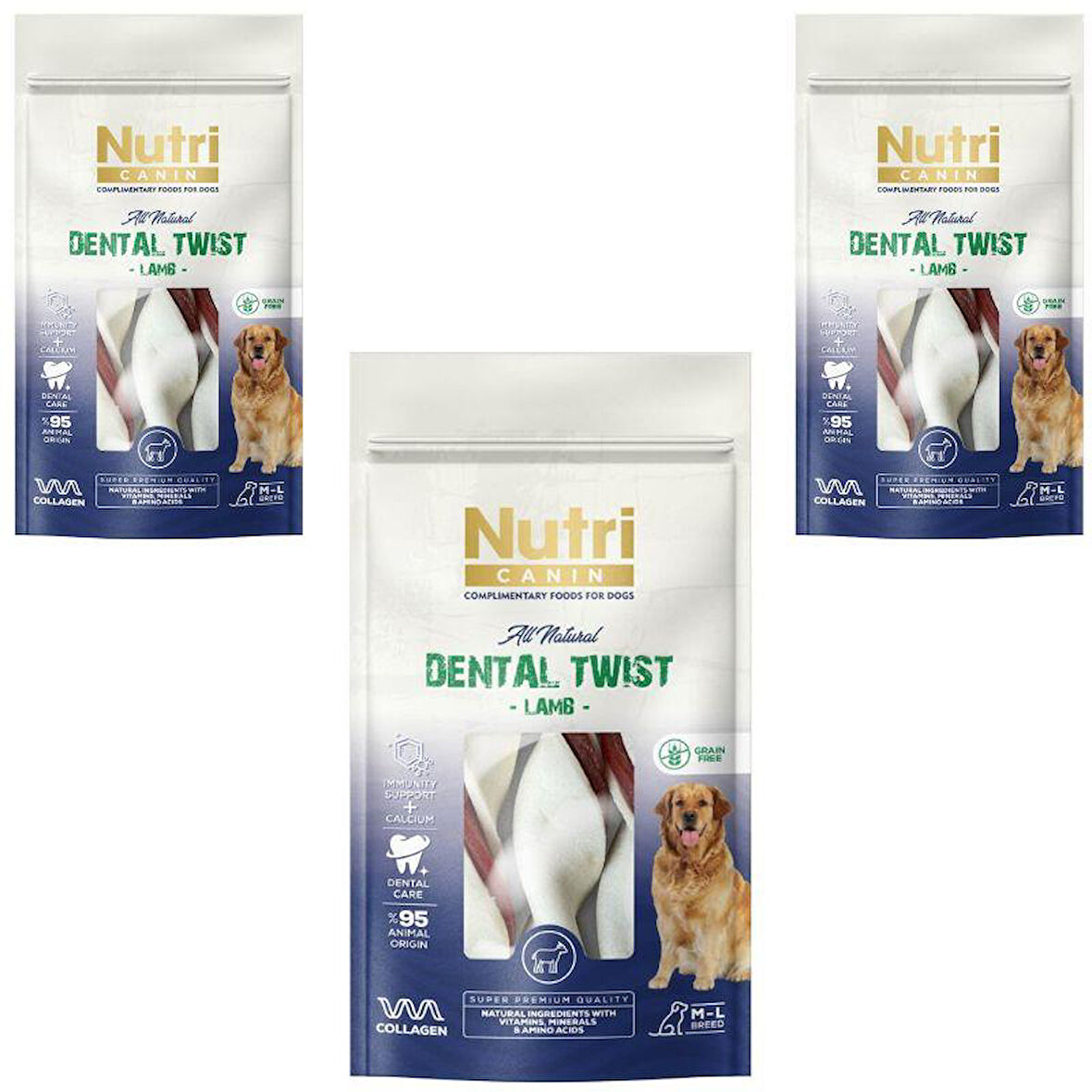 Nutri Canin Dental Twist Kuzu Etli Diş Sağlığı Köpek Ödülü 120 Gr x 3 Adet