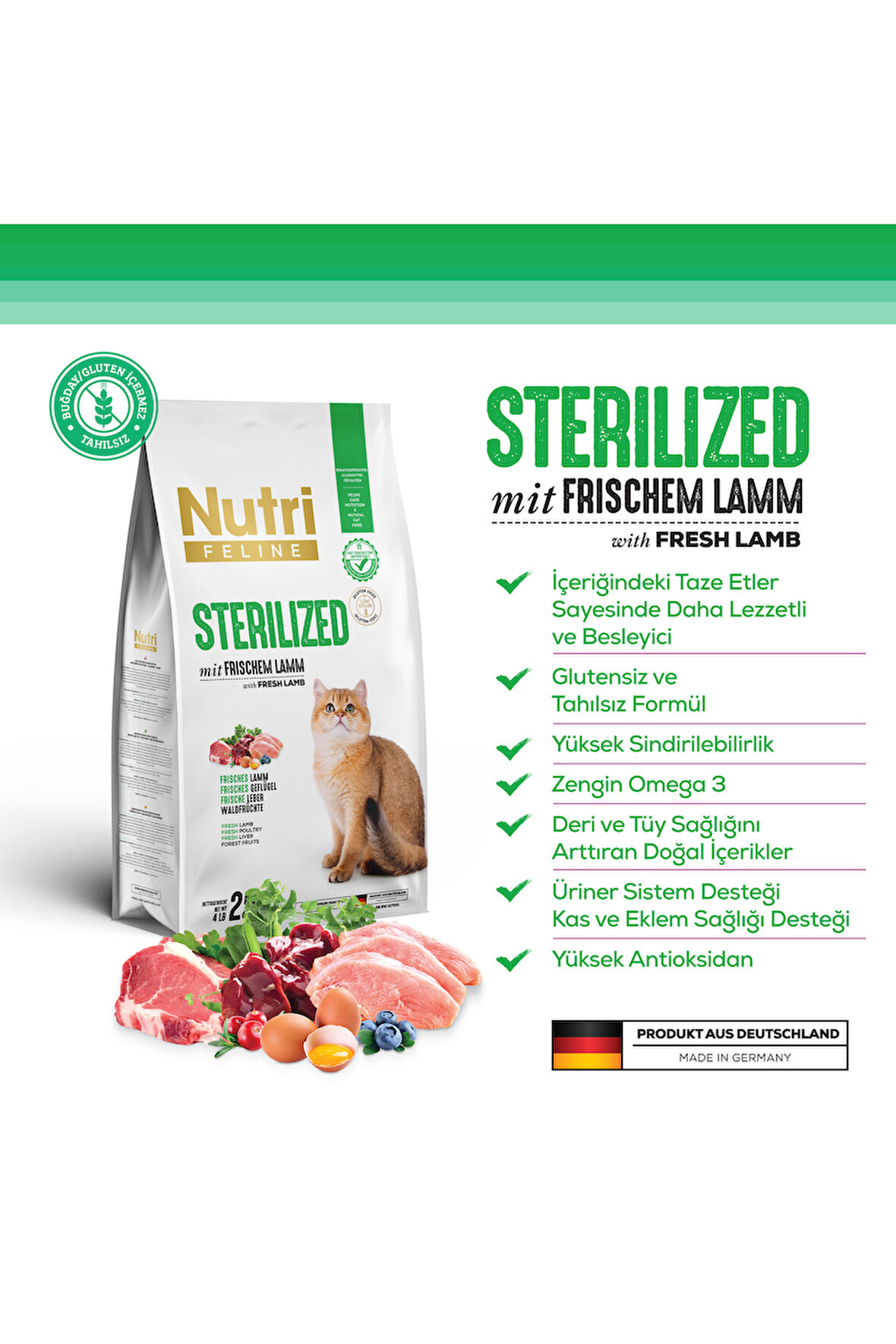 10 Kg Sterilised Kuzu Etli Kuru Kedi Maması