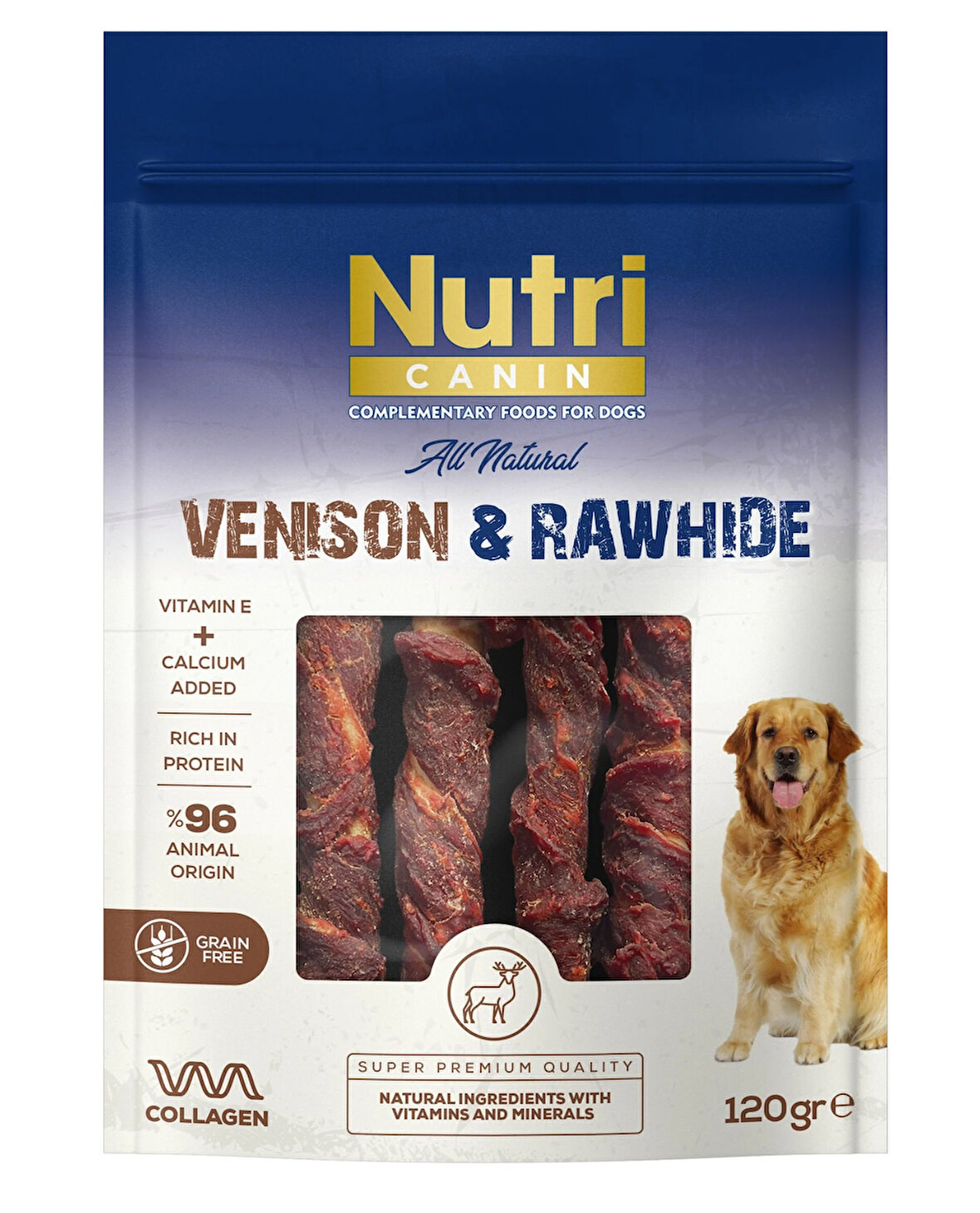 Nutri Canin Rawhide Geyik Eti Sargılı Kemik Köpek Ödülü 120 Gr.