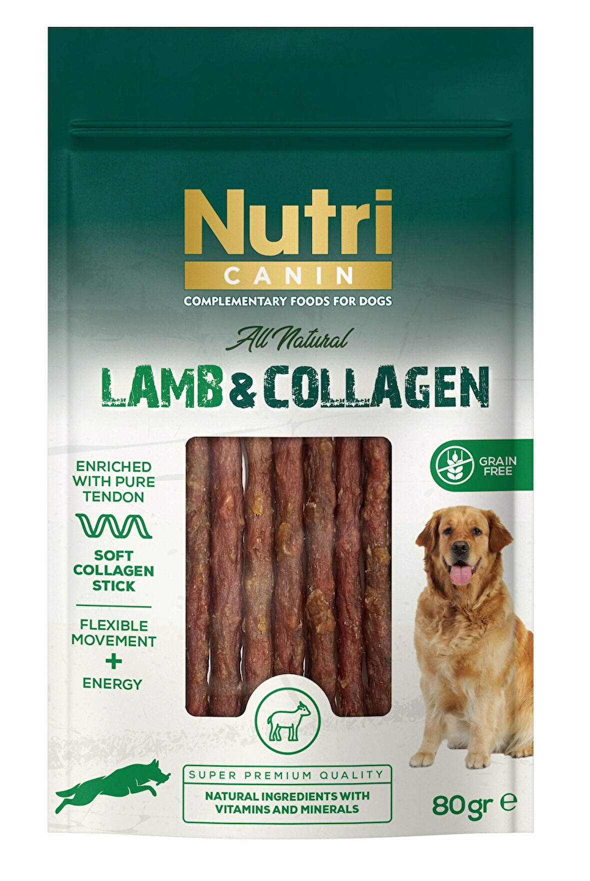 Nutri Canin Kuzu Etli ve Kolajenli Tahılsız Köpek Et Ödülü 80 Gr.