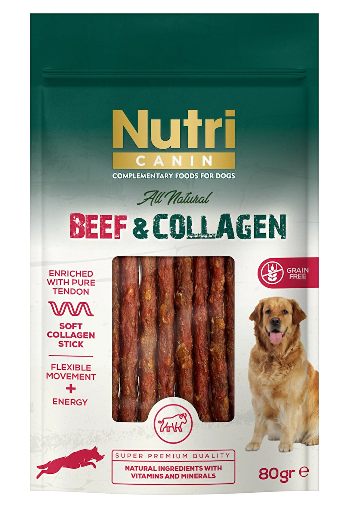 Nutri Canin Sığır Etli ve Kolajenli Tahılsız Köpek Et Ödülü 80 Gr.