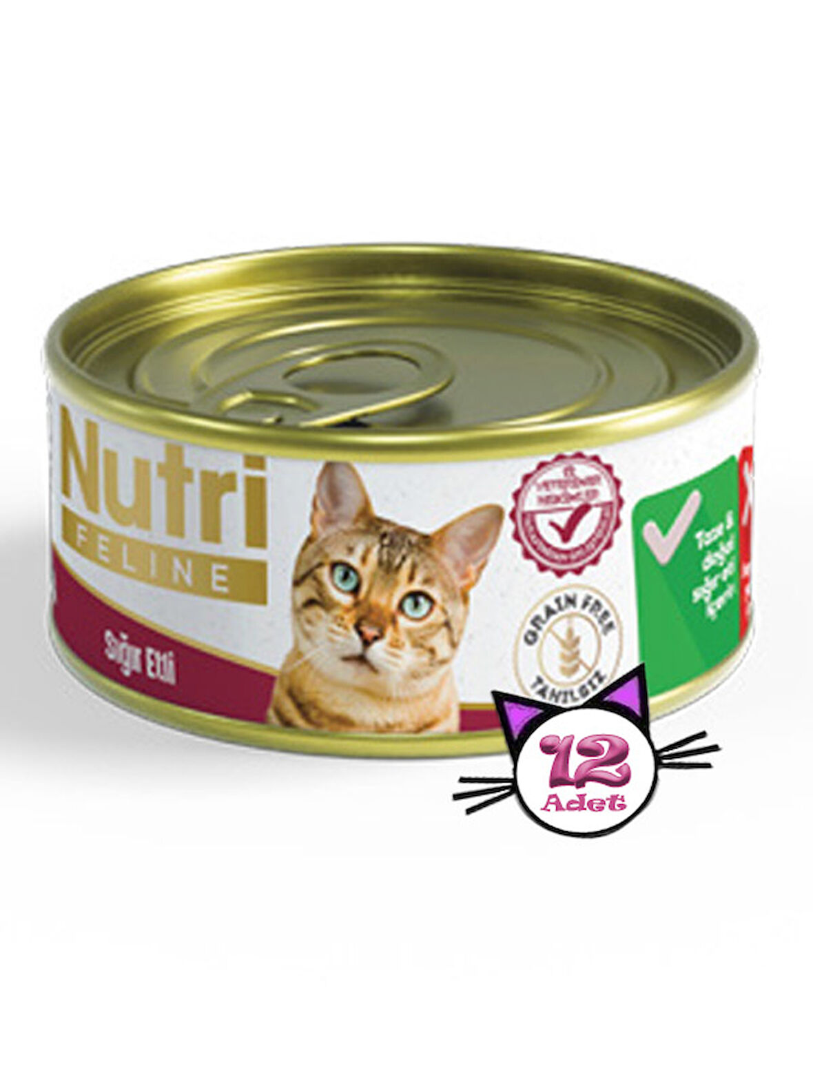 Nutri Feline 85Gr Sığır Etli Tahılsız 12Adet Yaş Kedi Maması