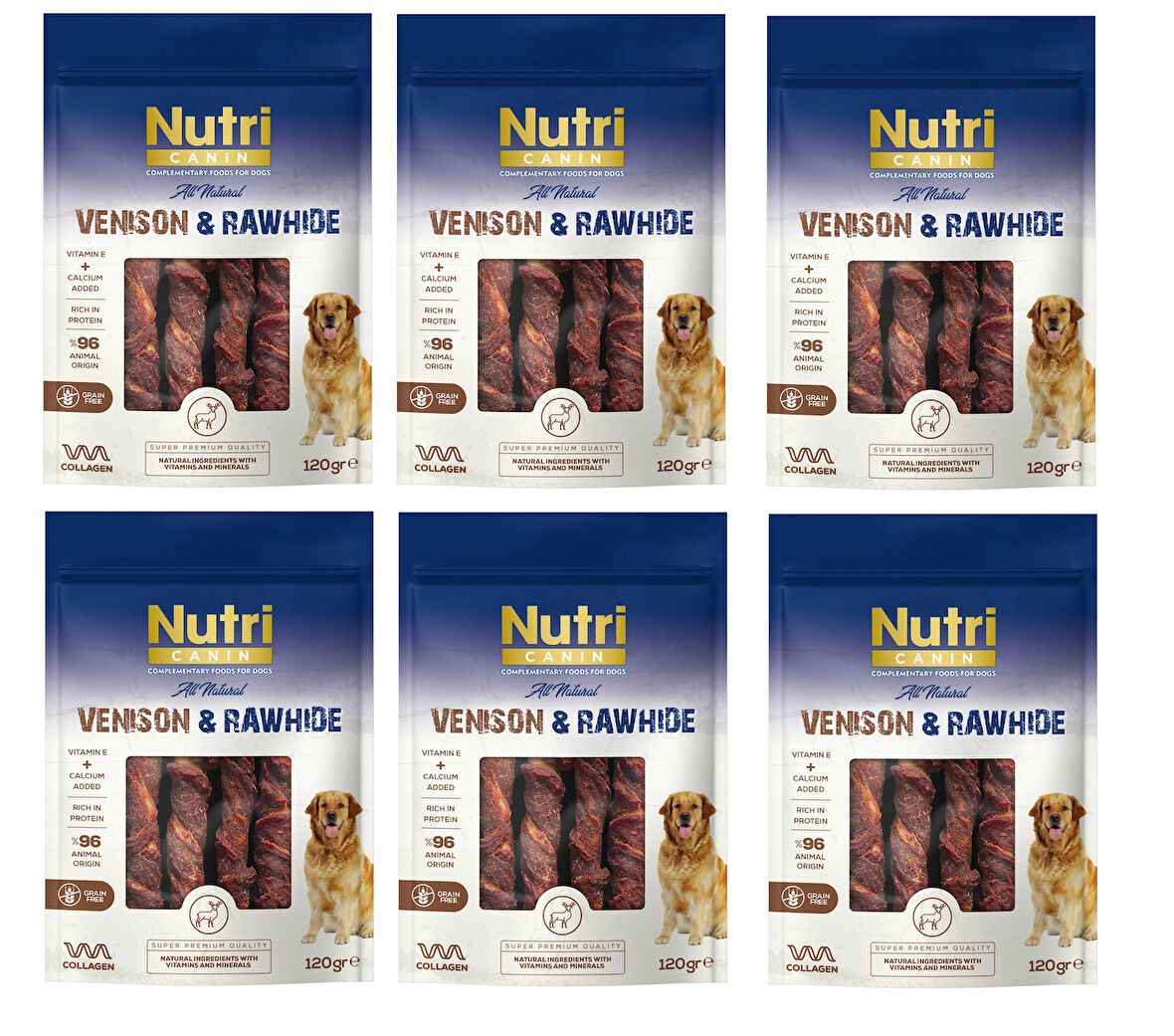 Nutri Canin Rawhide Geyik Eti Sargılı Kemik Köpek Ödülü 120 Gr. X 6 Adet