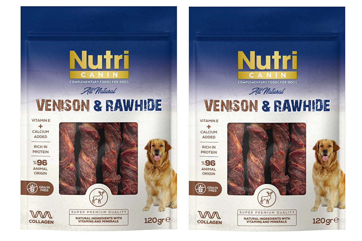 Nutri Canin Rawhide Geyik Eti Sargılı Kemik Köpek Ödülü 120 Gr. X 2 Adet