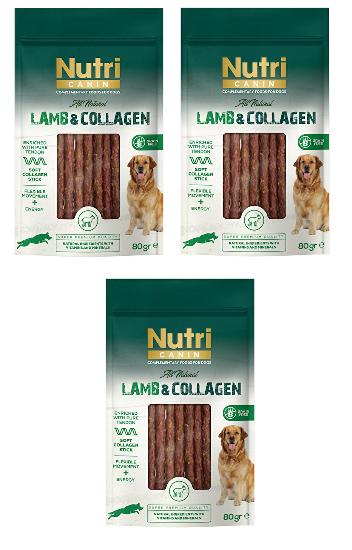 Nutri Canin Kuzu Etli ve Kolajenli Tahılsız Köpek Et Ödülü 80 Gr. X 3 Adet