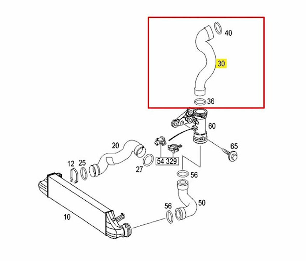 Mercedes Turbosarj Hortumu Sol Ust W203 00>07 S203 01>07 Cl203 08>11 C209 05>09 - Ucpa 10h128101