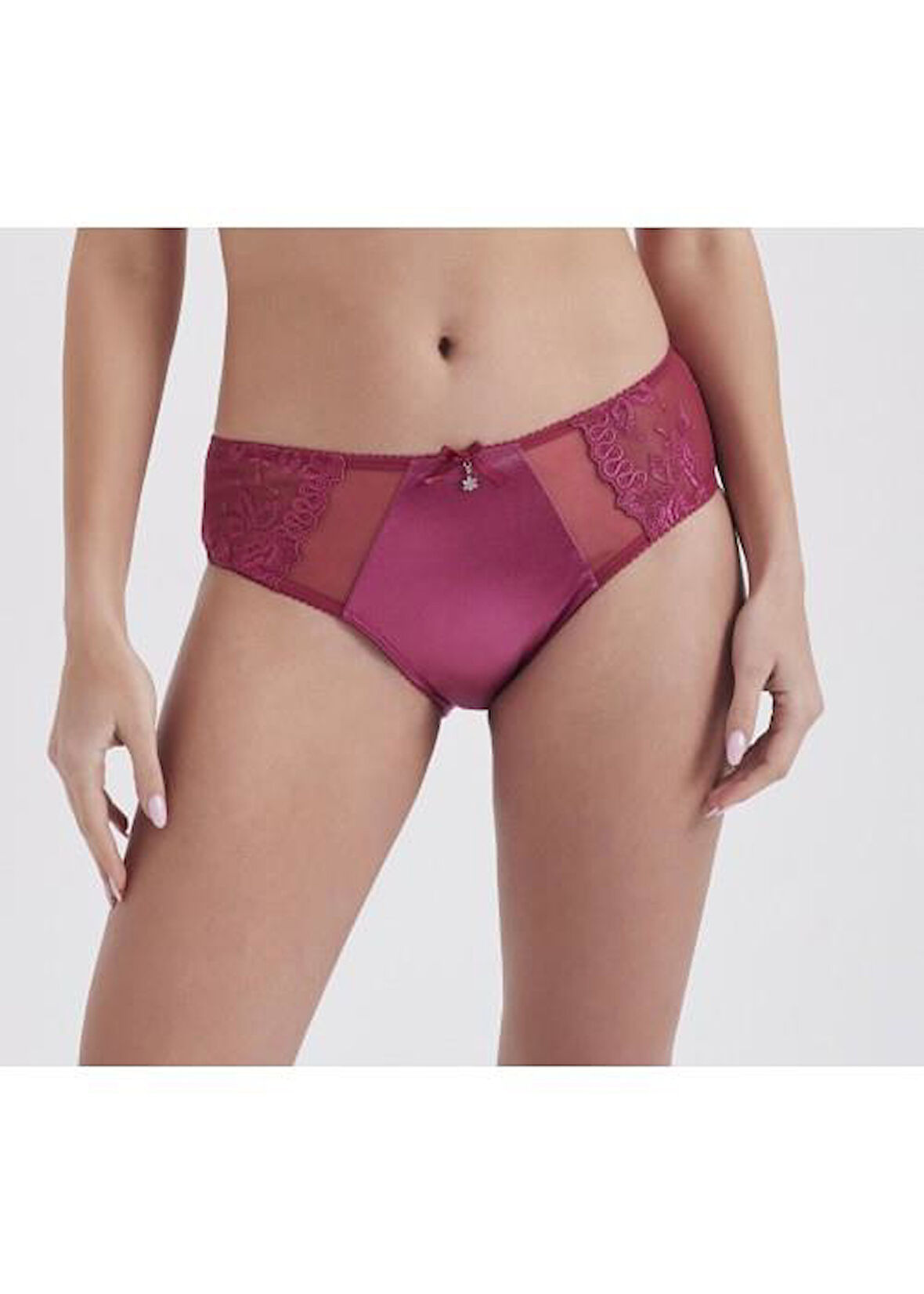 Moonlight 3125 Bordo Yüksek Bel Dantel Detaylı Slip Külot