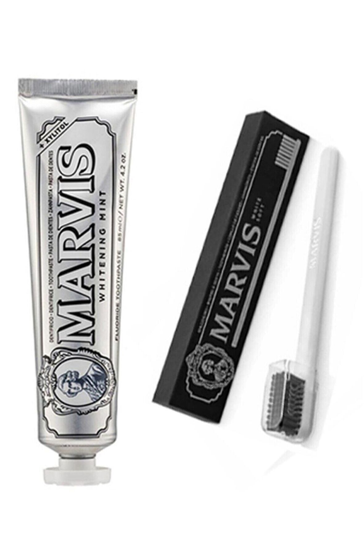 Marvis Whitening Mint Nane Aromalı Beyazlatma Doğal Diş Macunu 85 ml & Diş Fırçası 