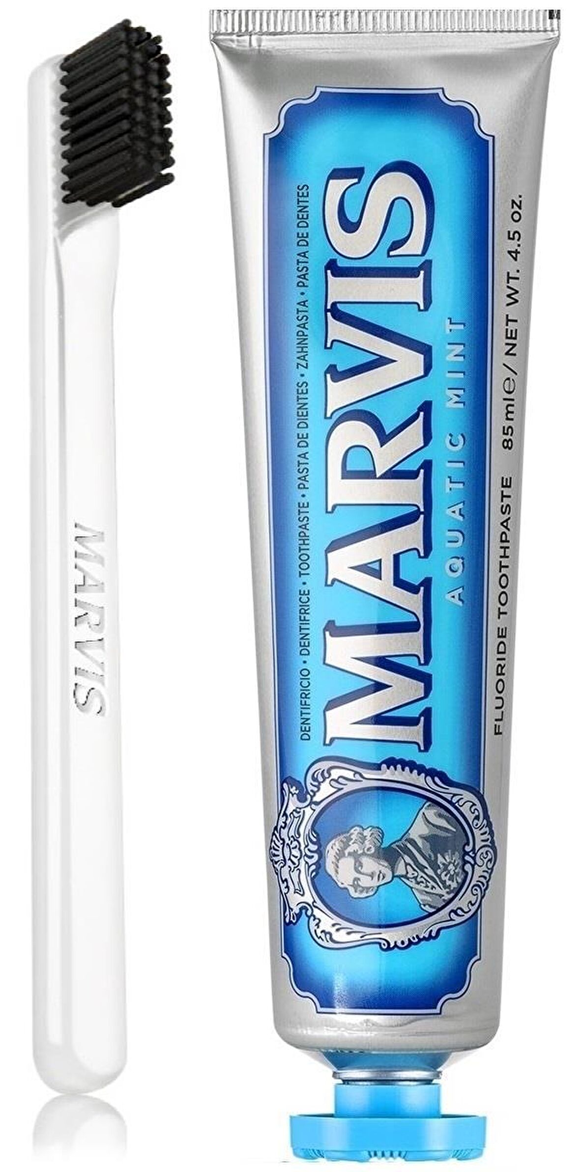 Marvis Aquatic Mint Nane Aromalı Beyazlatma Doğal Diş Macunu 85 ml & Diş Fırçası 