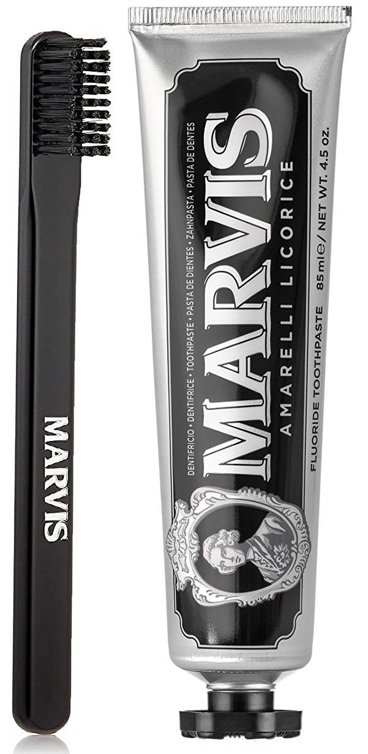 Marvis Amarelli Licorice Meyankökü Aromalı Beyazlatma Doğal Diş Macunu 85 ml & Diş Fırçası 