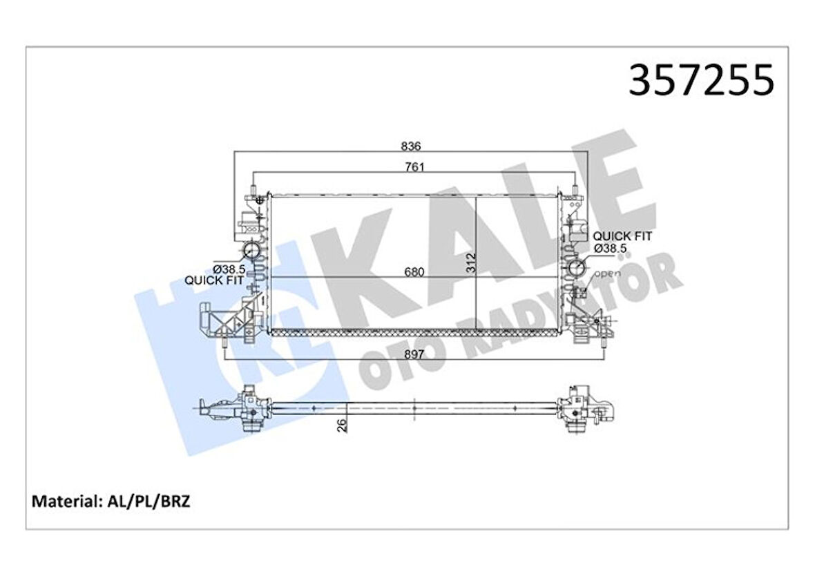 Opel Motor Su Radyatoru Astra K 16> B14xfl - B14xft - B16dte - B16dth - Kale 357255
