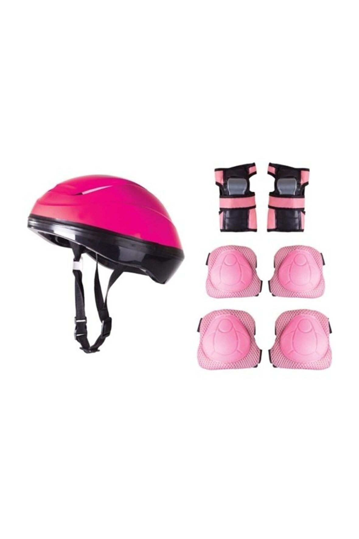 Pembe Bisiklet Scooter Kask Dizlik Dirseklik Koruyucu Set