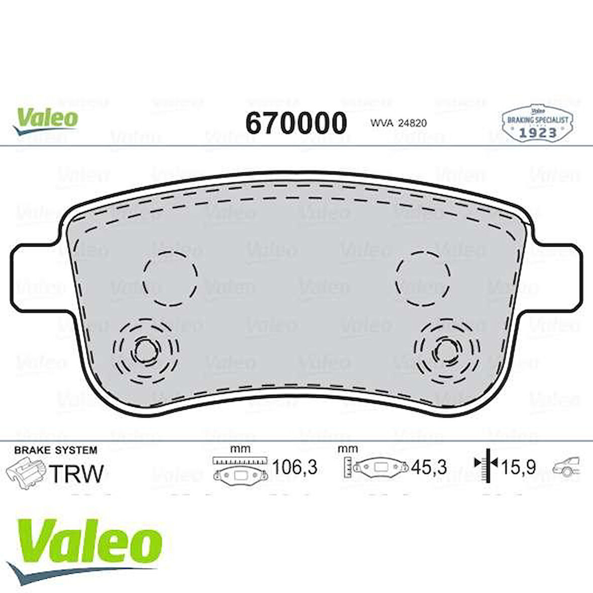 Renault Arka Fren Balatası Fluence 09> Megane III 09> Megane IV 15> Grand Scenic III 09> Clio V 20> Captur I - Valeo 670000
