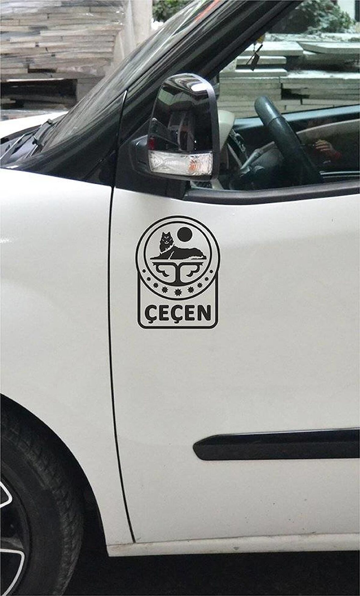 Çeçen Bayrak Araba Sticker Etiket Siyah (15 x 11 cm) 2 Adet