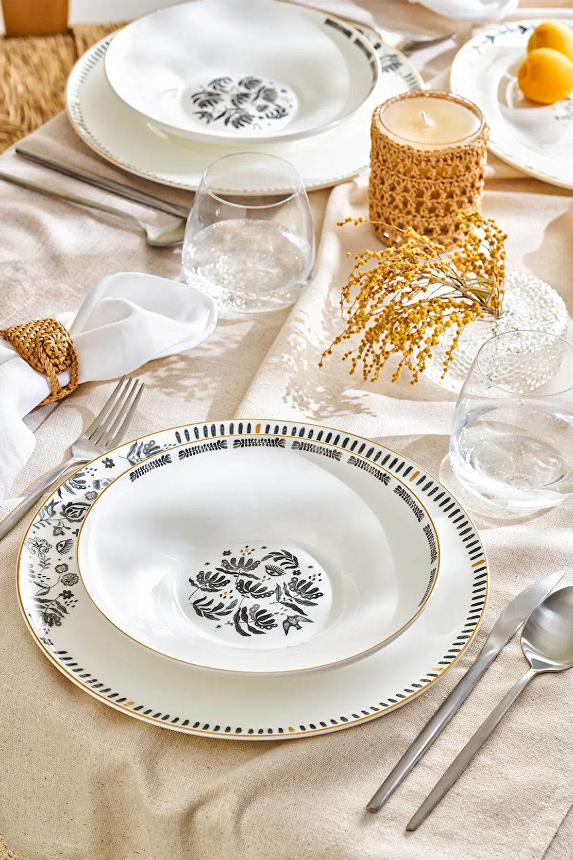 Emsan Artisan Fine Bone 2'li Çukur Tabak 22 cm