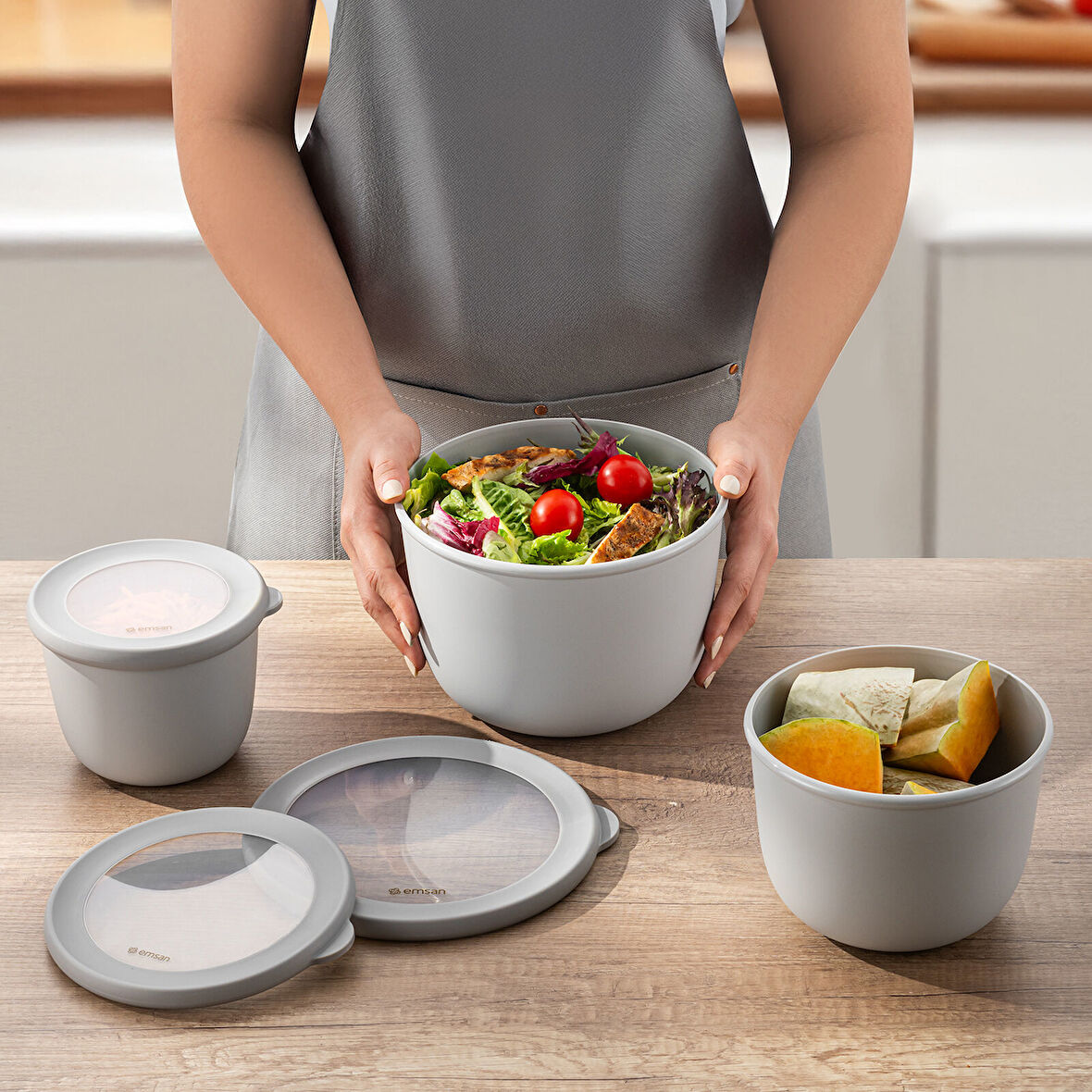 Emsan Lora 3'lü Saklama Kabı Gri