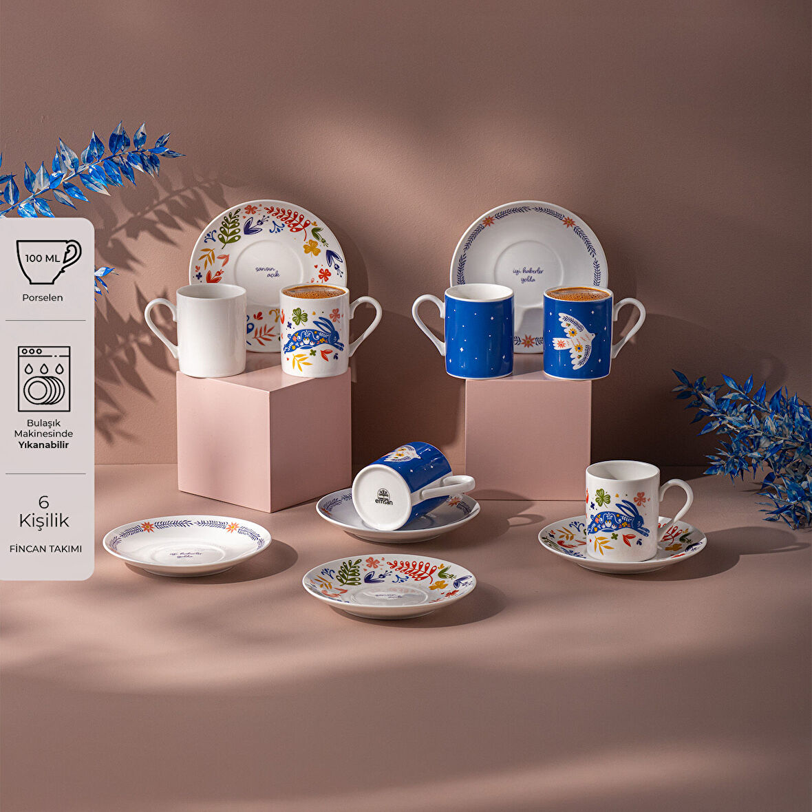 Emsan Lucky 6'lı Kahve Fincan Takımı 100 ml