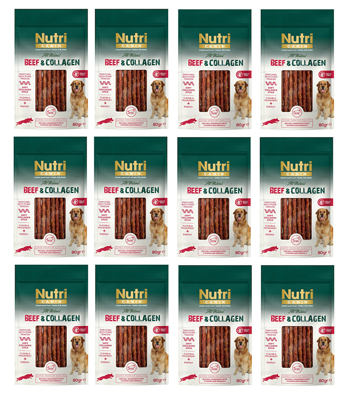 Nutri Canin Sığır Etli ve Kolajenli Tahılsız Köpek Et Ödülü 80 Gr. X 12 Adet