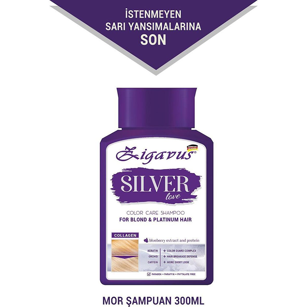 Zigavus Silver Mor Şampuan 300 ml - ve Keratin Içerikli - Renk Koruyucu