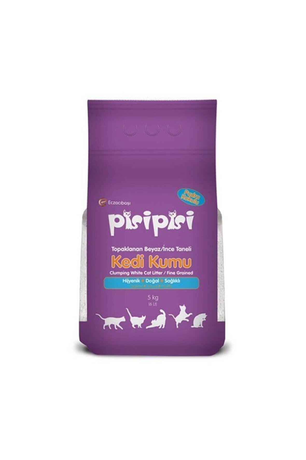 Pisi Pisi Pudra Kokulu İnce Taneli Topaklanan Kedi Kumu 5 Kg