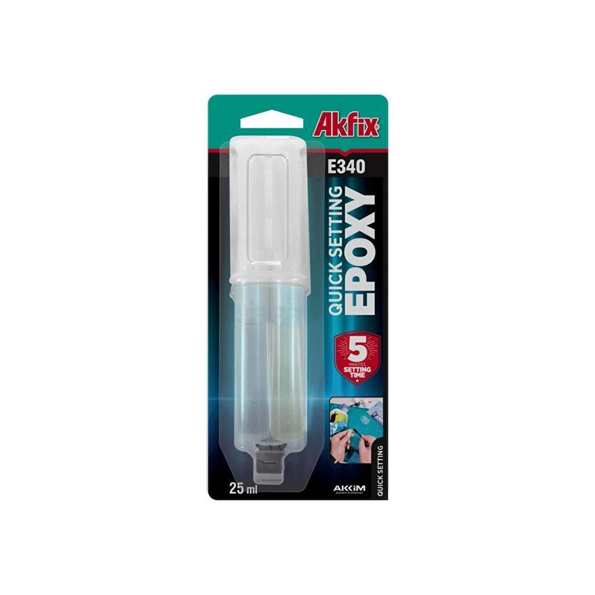 Akfix E340 Epoxy Hızlı Yapıştırıcı Şırıngalı 25Ml