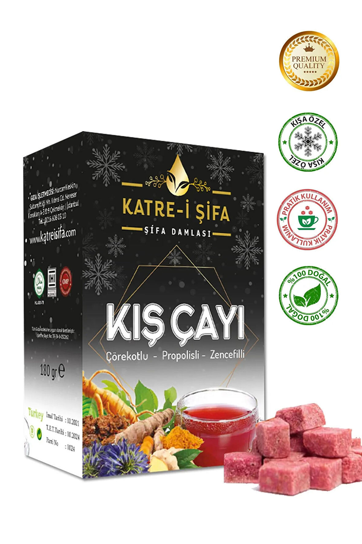 Katre-i Şifa Özel Üretim Doğal ve Bitkisel Kış Çayı (Pratik Kullanım Küp Formatında) 180 gr