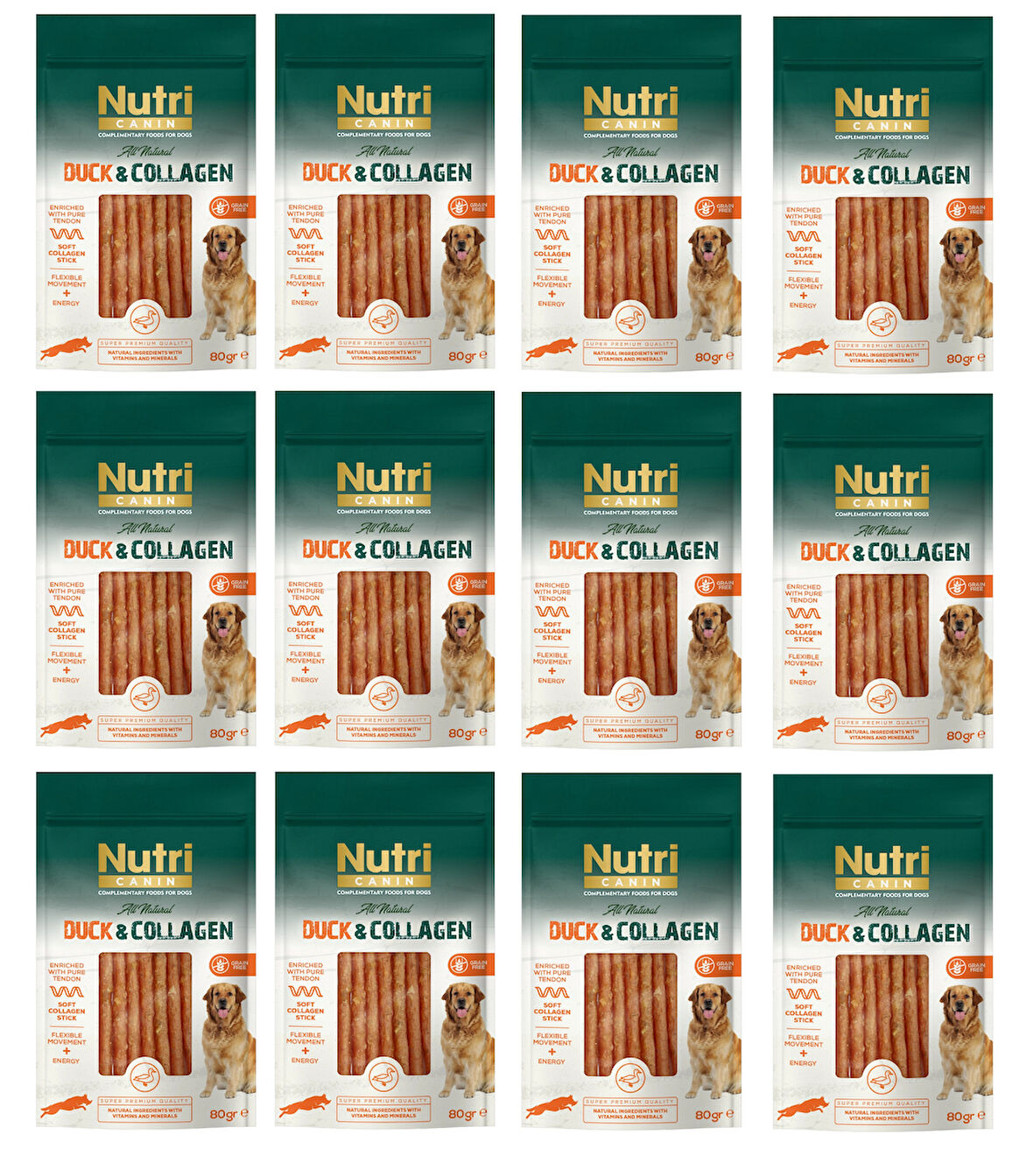 Nutri Canin Ördek Etli ve Kolajenli Tahılsız Köpek Et Ödülü 80 Gr. X 12 Adet