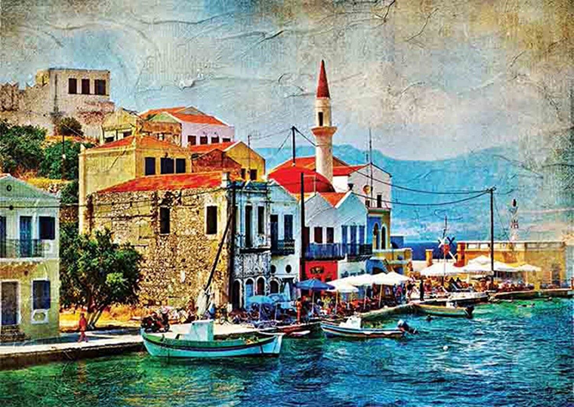Gold Puzzle 1000 Parça Akdeniz'de Sahil Kasabası Puzzle