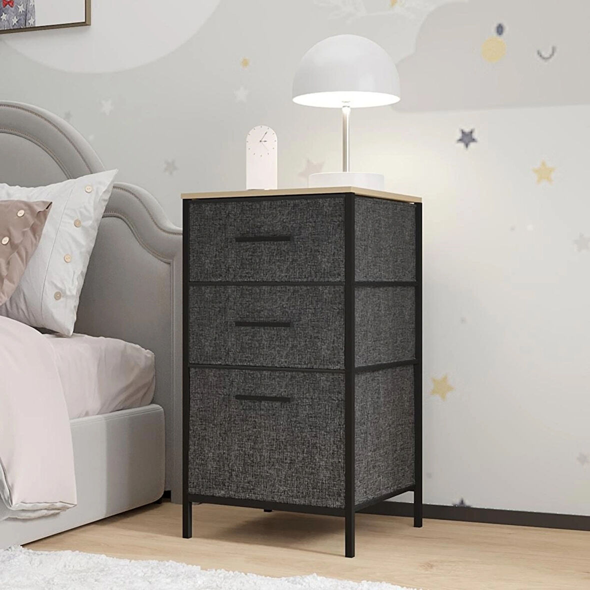 Çocuk 3 Çekmeceli Orta Boy Komodin Sehpa Füme 1602
