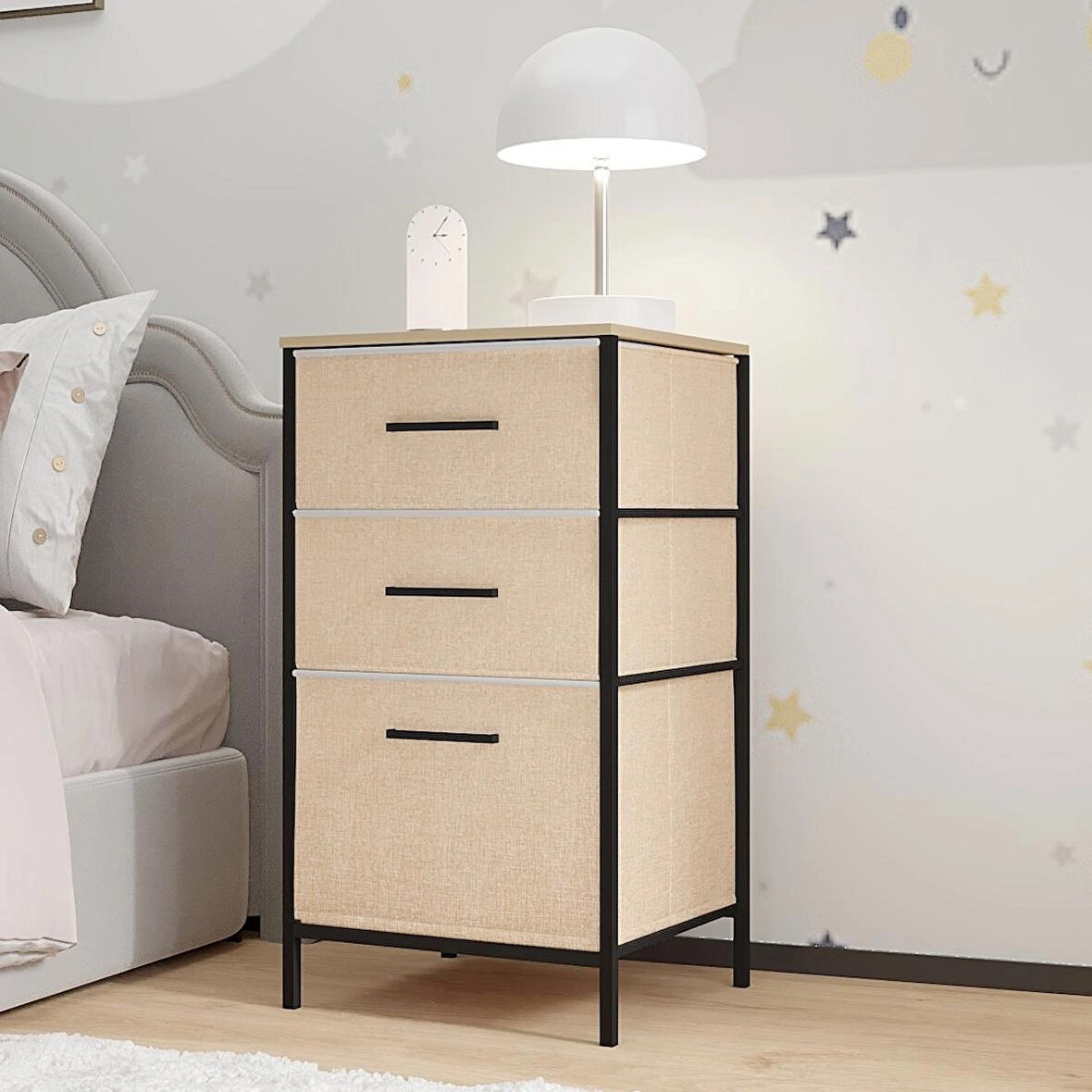 Çocuk 3 Çekmeceli Orta Boy Komodin Sehpa Çam 1604