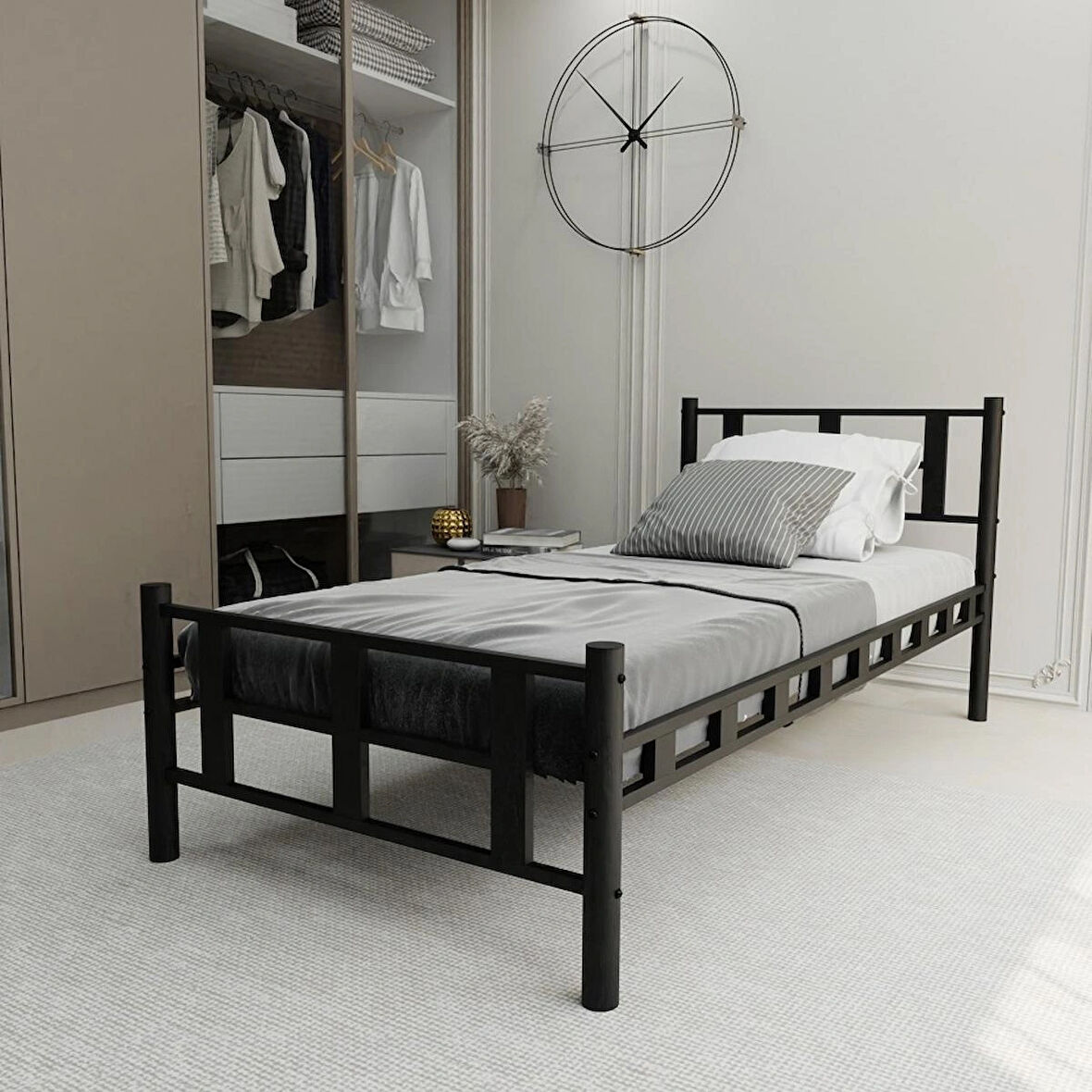 Lotus  Tek Kişilik Metal Karyola A Kalite, Ses Çıkarmaz ,Ölçülü Model Karyola 