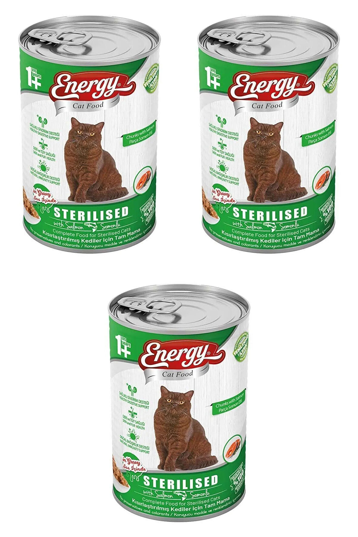 Somonlu Kısırlaştırılmış Yaş Konserve Kedi Maması 400 G - 3 Adet