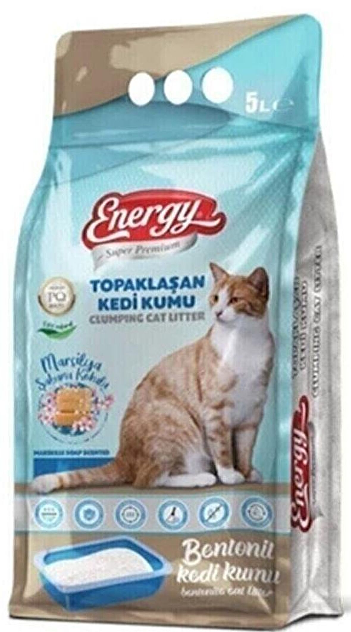 Energy Topaklaşan Kedi Kumu Marsilya Sabunu Kokulu 5 lt