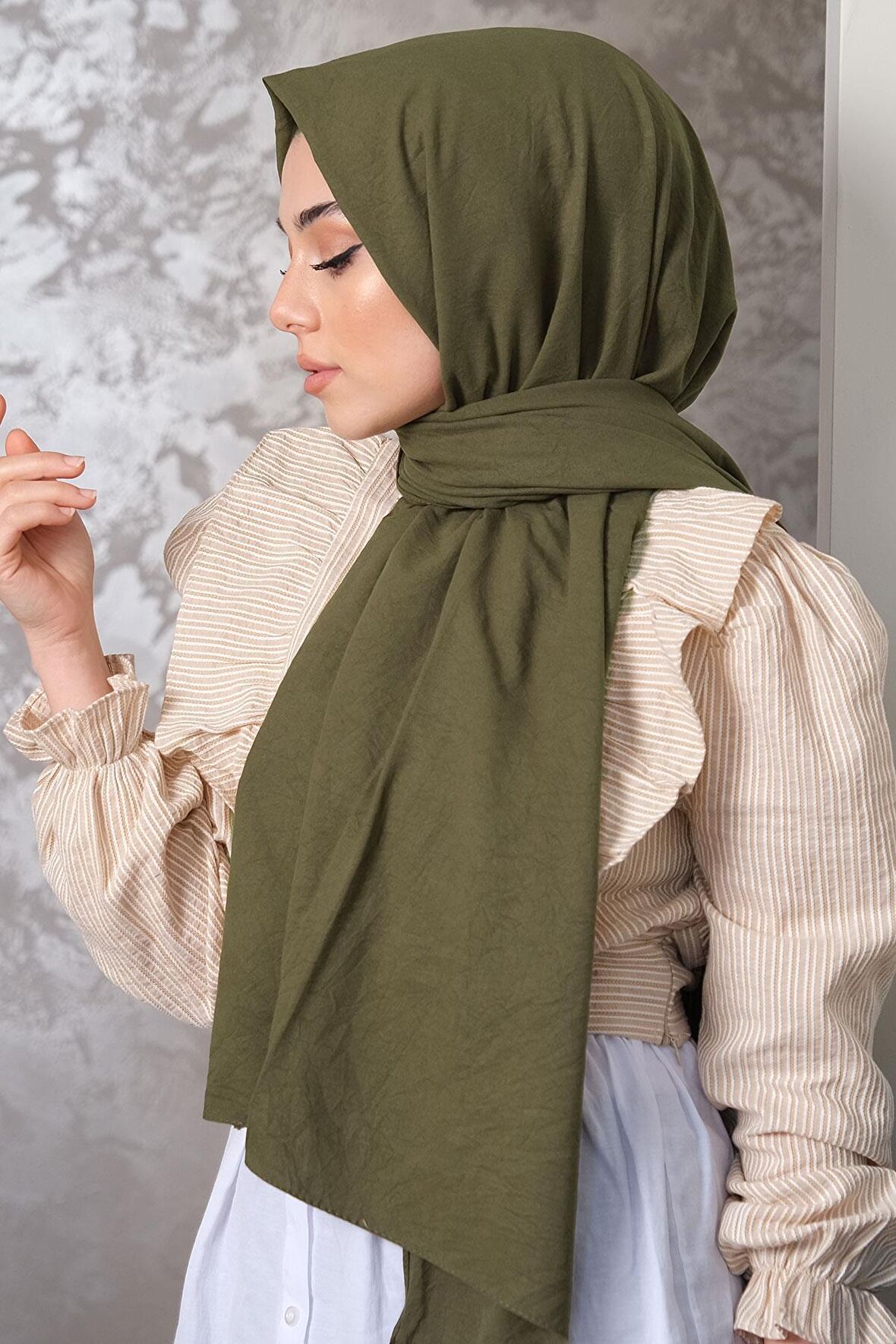 Afvente  Pamuk Cazz Şal Haki