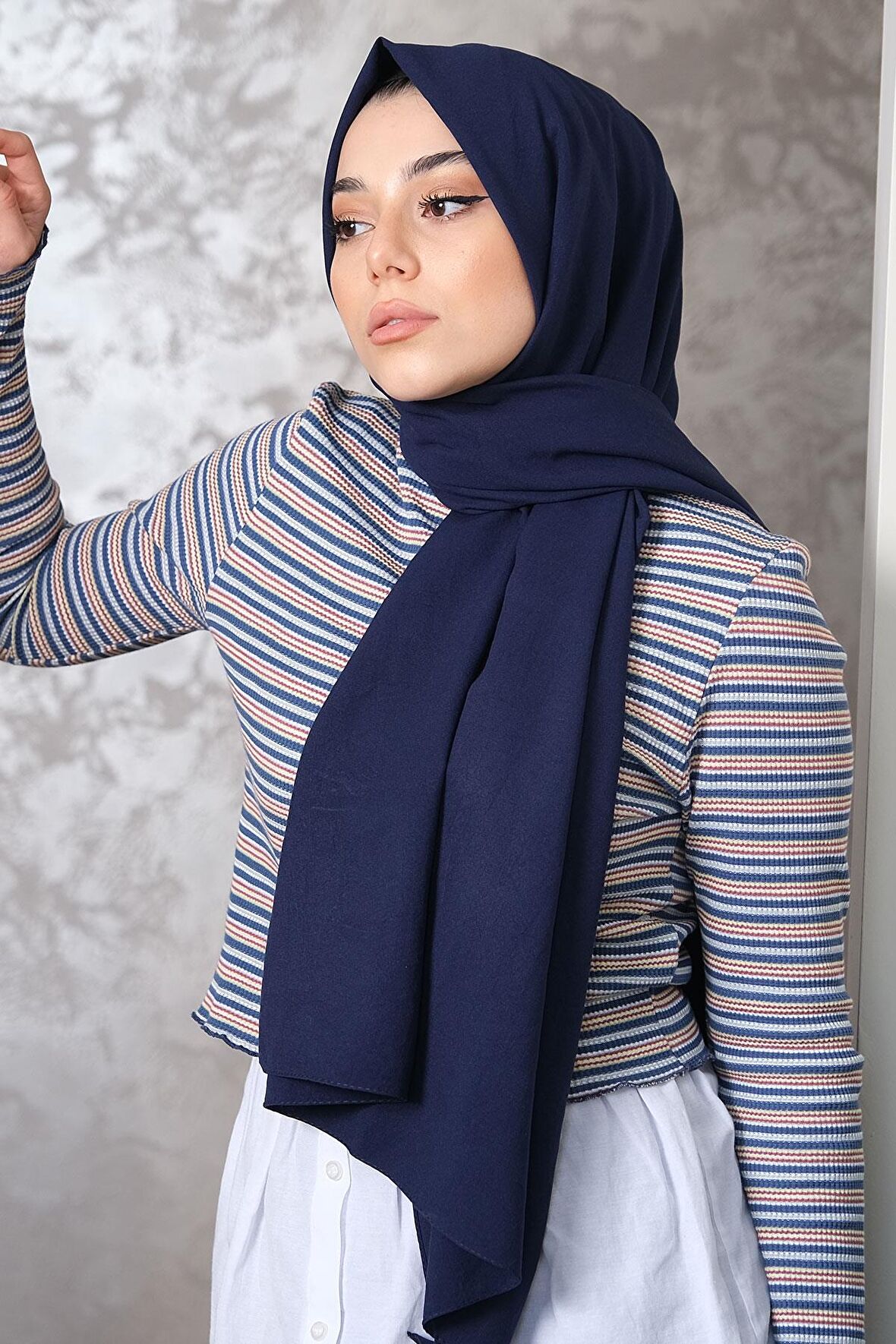 Afvente  Pamuk Cazz Şal Lacivert