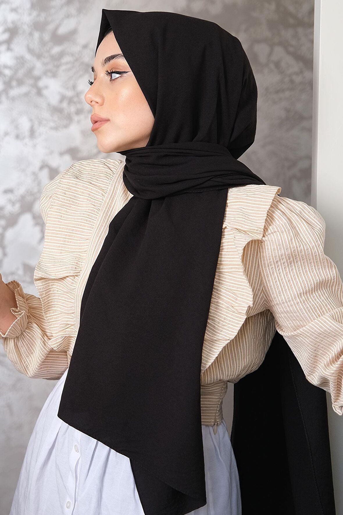 Afvente  Pamuk Cazz Şal Siyah