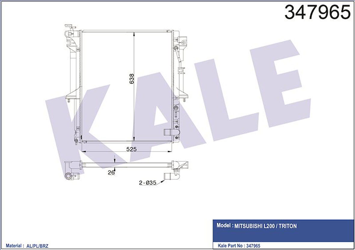 Mitsubıshı Ticarı Motor Su Radyatoru Mitsubıshı L200 Cr 2006> Otomatık Vites - Kale 347965