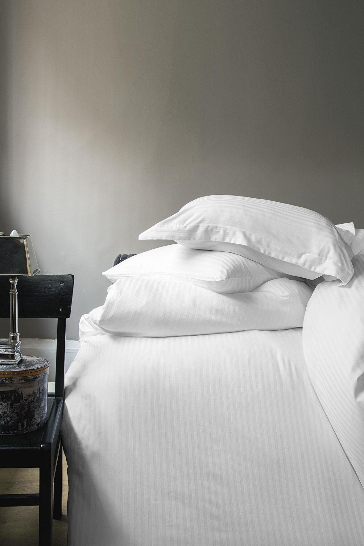 İssimo Home Çizgili Pamuk Saten Çift Kişilik Nevresim Takımı