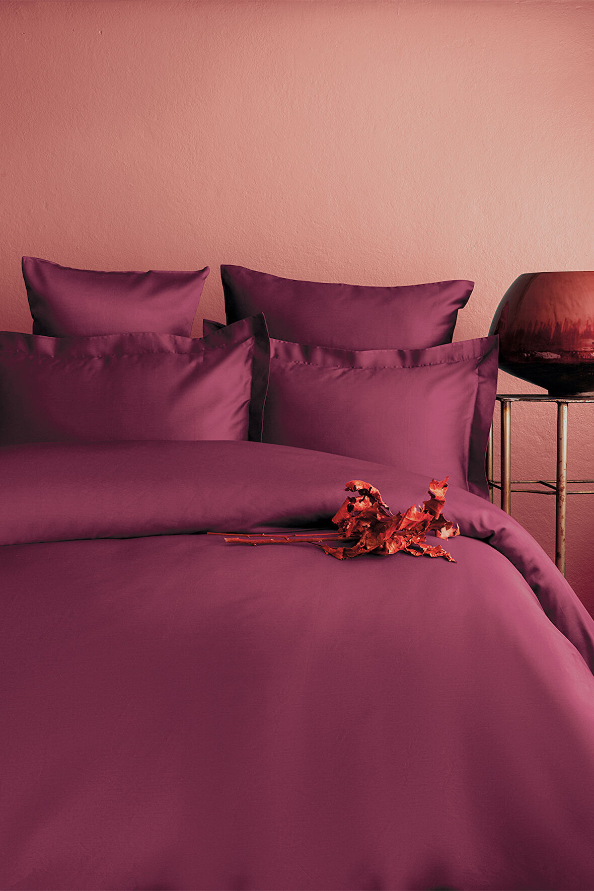 İssimo Home Simply Cherry Rot Çift Kişilik %100 Pamuk Saten Nevresim Takımı